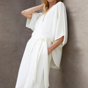 Halston Kimono Wrap Jumpsuit Sz 10 White!
